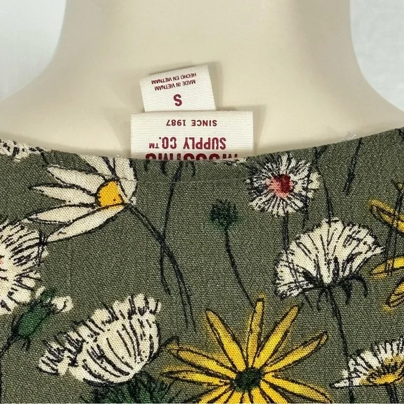MOSSIMO SUPPLY CO mini dress TUNIC TOP floral boho print olive green gold S - Picture 5 of 6